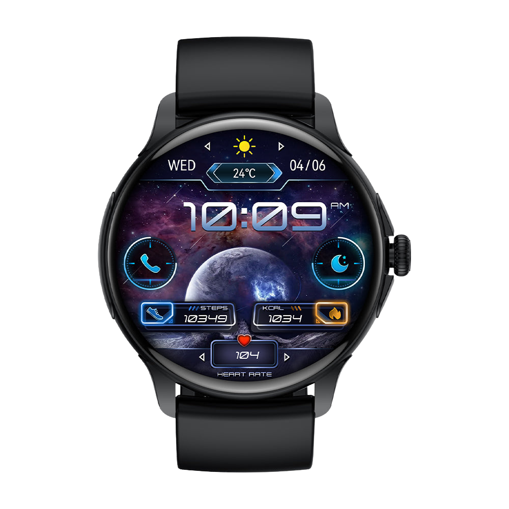 שעון חכם COLMI V72 עם מסך AMOLED מלוטש, מעקב כושר, IP68, עמיד למים, חזית שחורה
